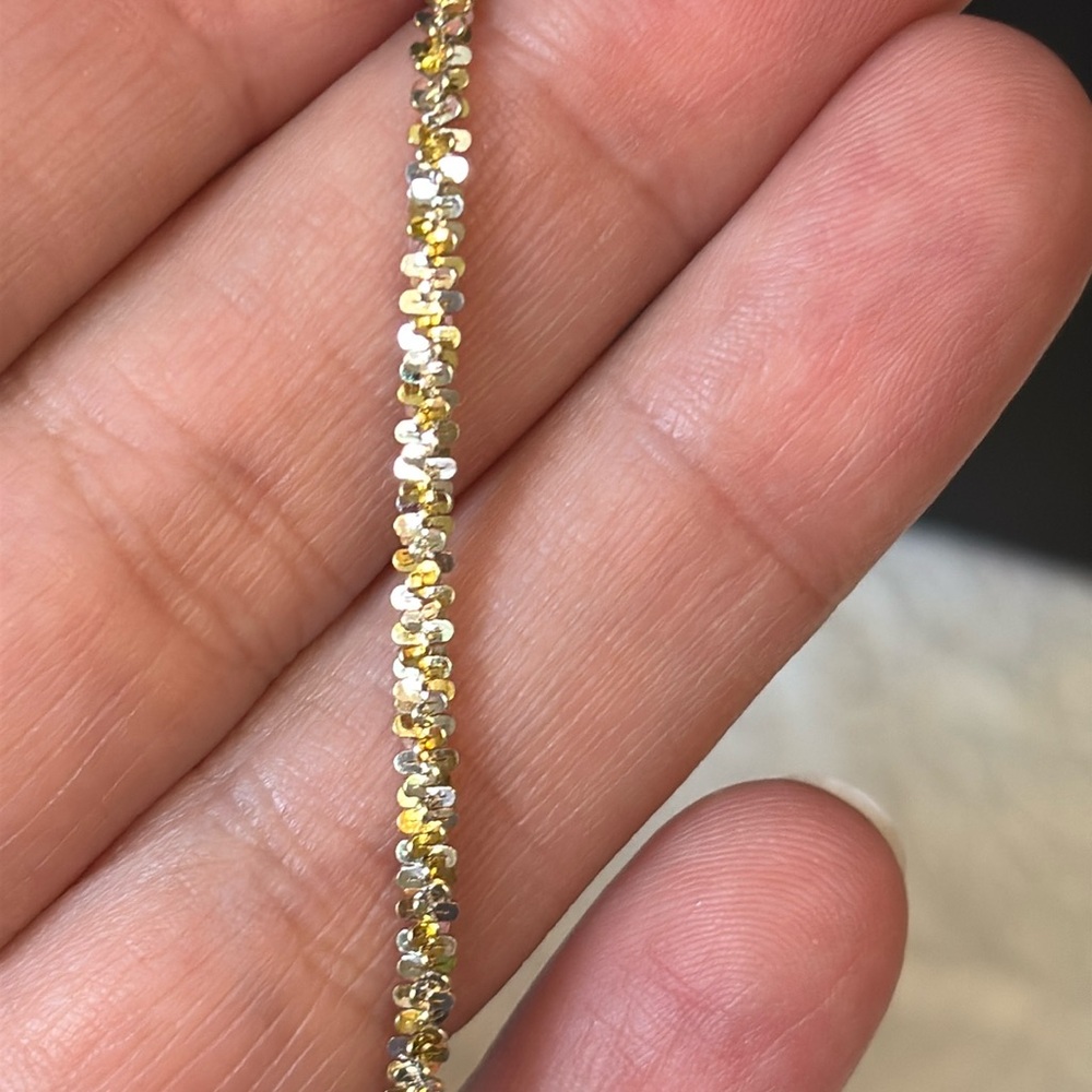 NEW Two Toned 2.8mm Criss Cross 18k Gold Italy 925 Sterling Silver Bracelet